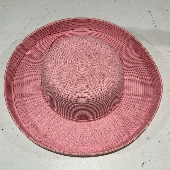 Pink Sun N Sand straw-like, Paper Braid, Summer Hat with Turned-Up Brim - Picture 6 of 7
